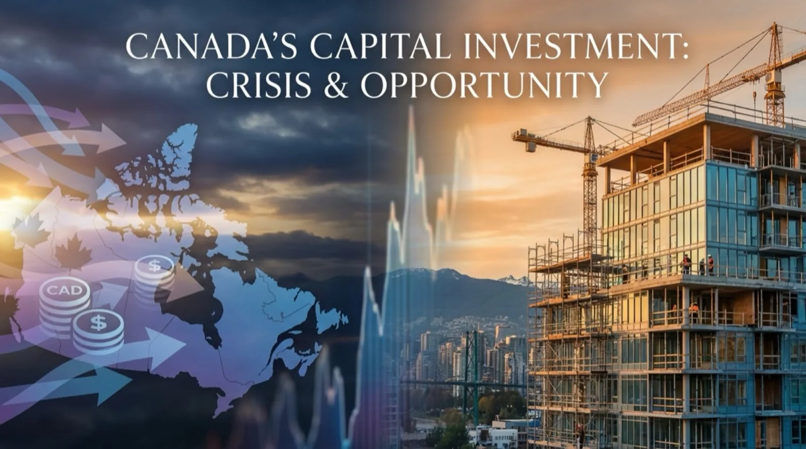 Canadian investment landscape with industrial construction and capital flow visualization