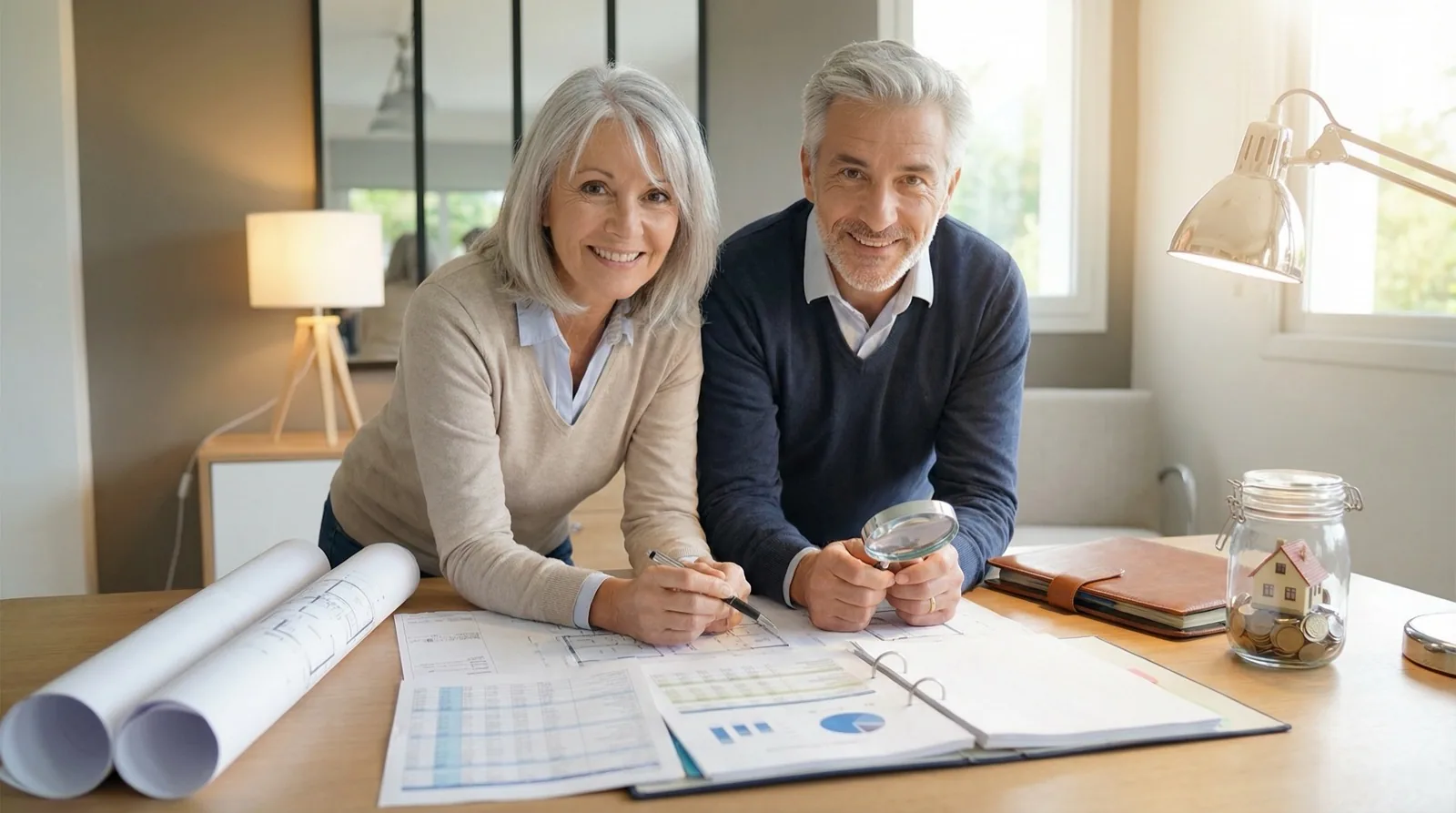 Confident homeowner reviewing multiplex development plans with equity advantage visualization