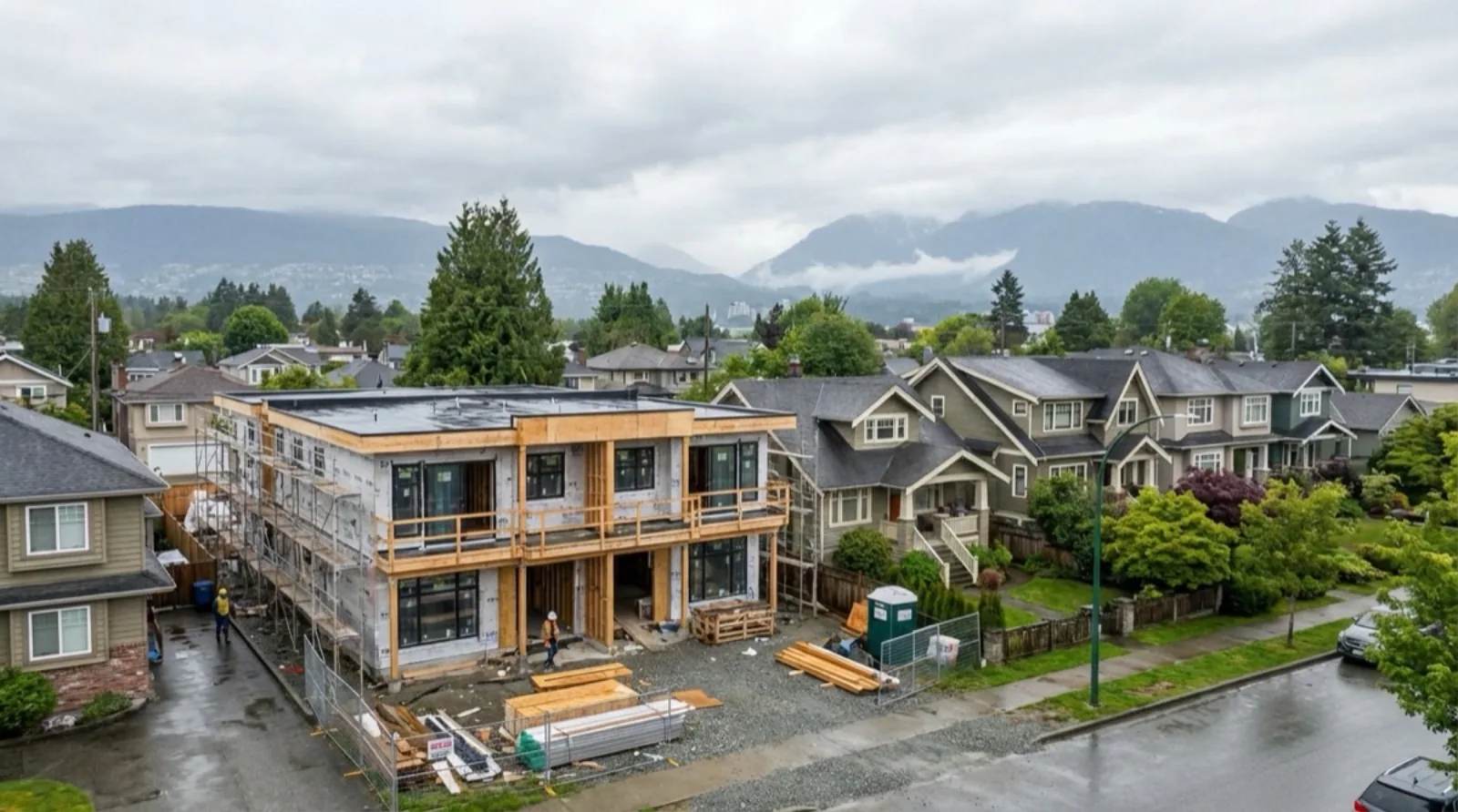 Vancouver neighborhood showing multiplex construction sites and permit activity in early 2026