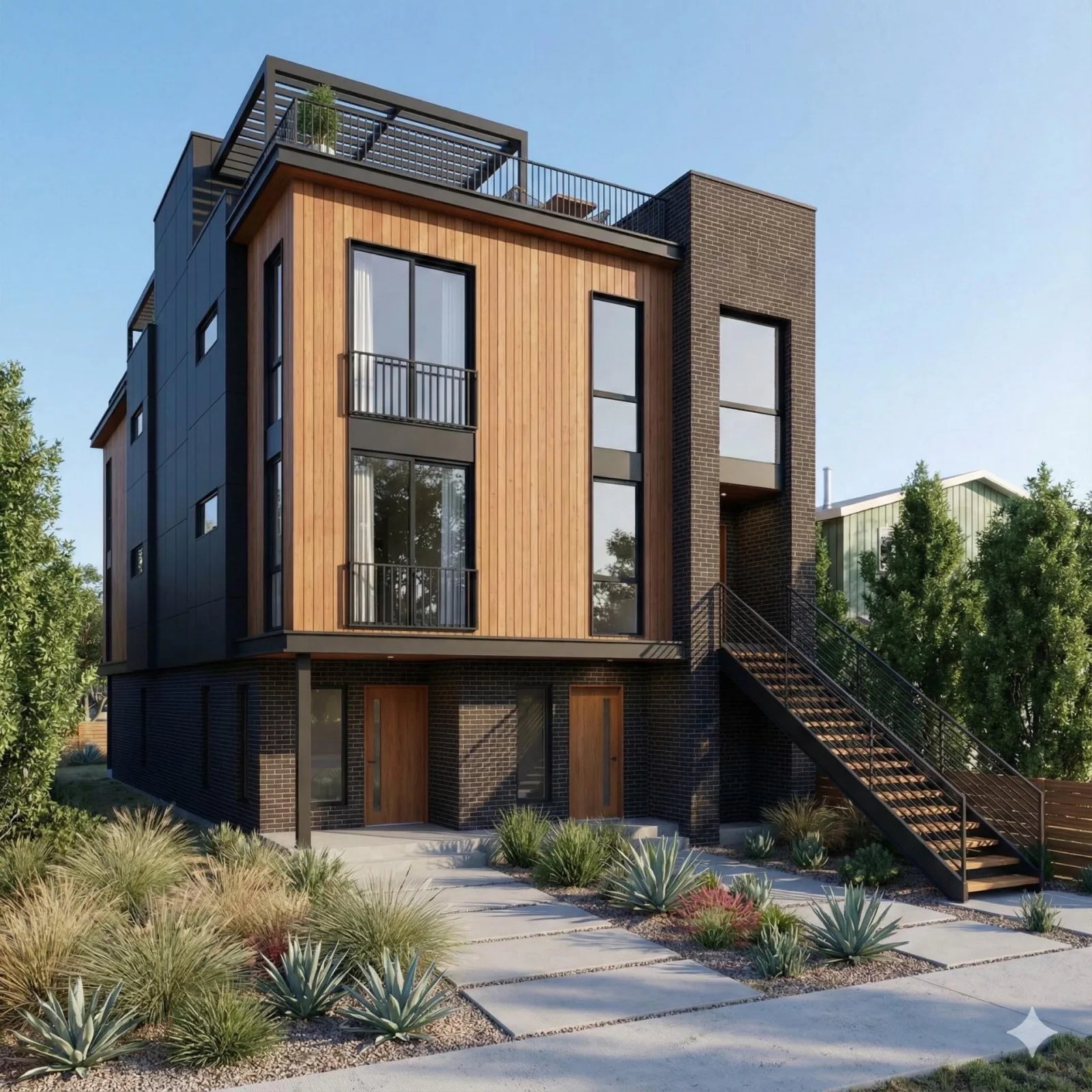 New multiplex homes on a Vancouver street, used as a built-to-rent resource hub visual