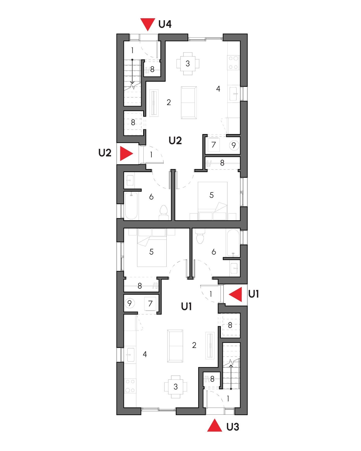 BC Standard Fourplex 01 floor plan layout