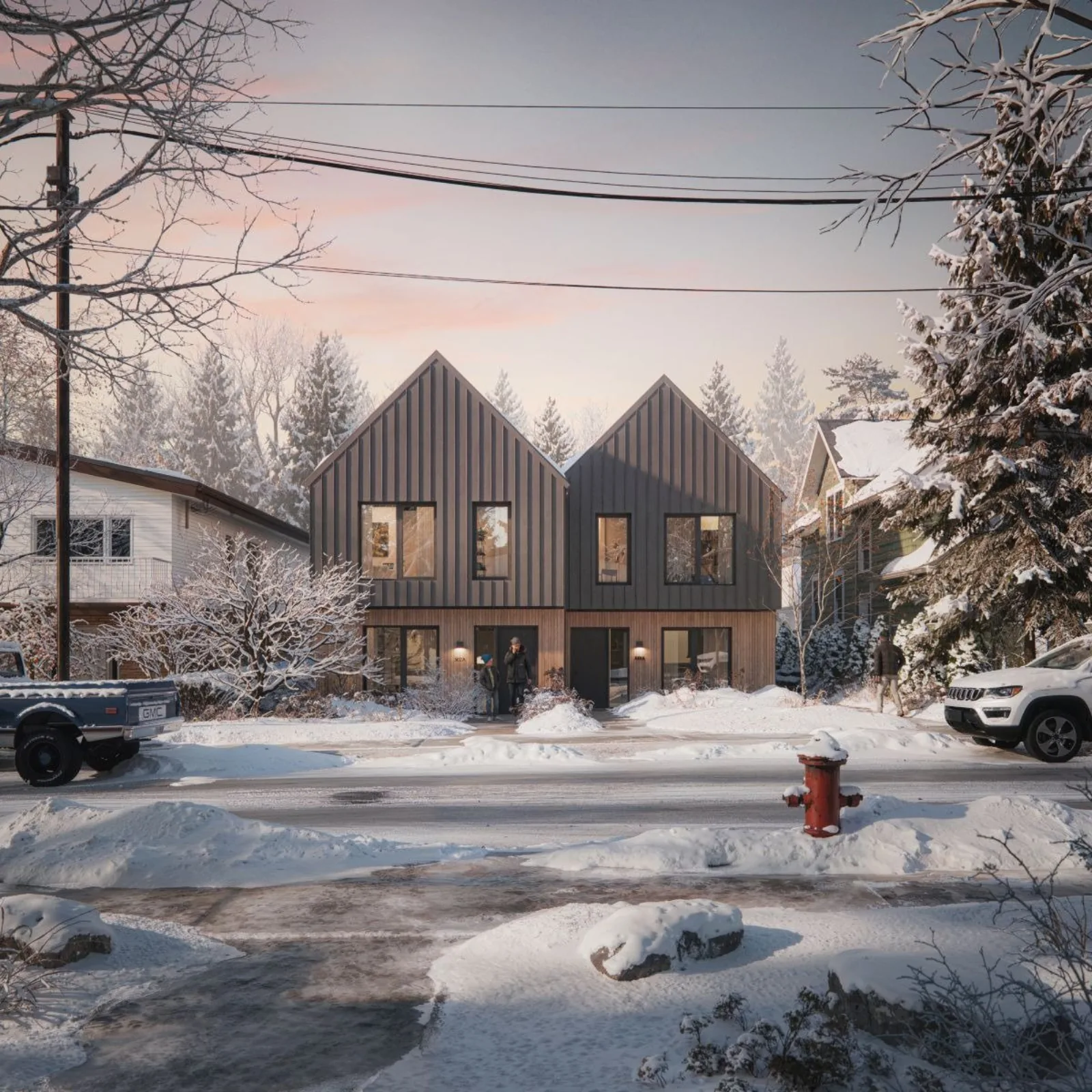 BC Government standardized rowhouse design rendering from BC Standardized Housing Designs Catalogue