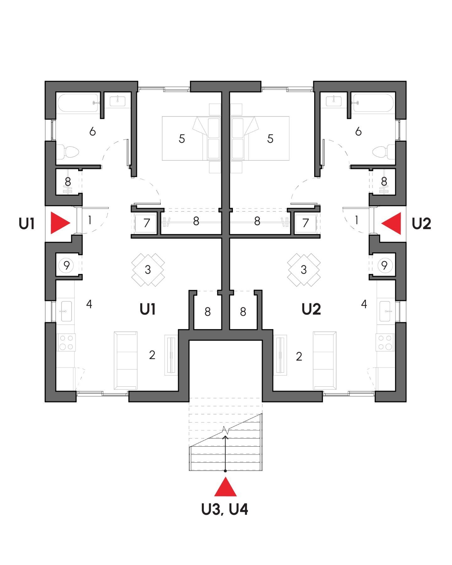 BC Standard Courtyard Sixplex floor plan layout