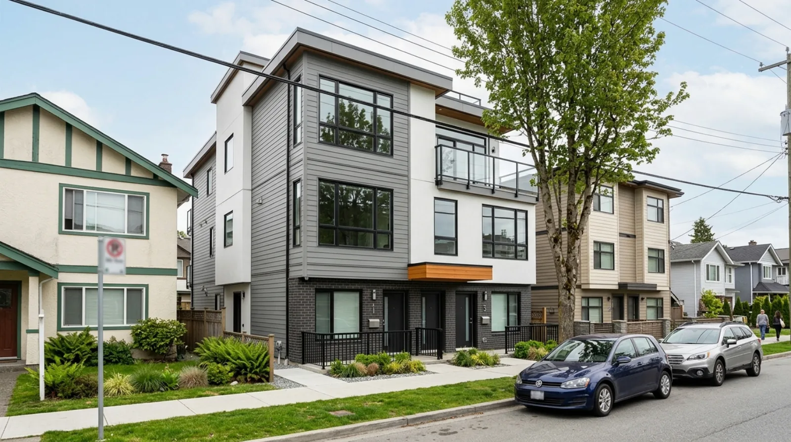 Modern six-unit multiplex on an East Vancouver lot